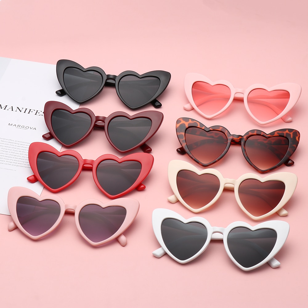 Hart Zonnebril Vrouwen Cat Eye Zonnebril Vrouwelijke Retro Liefde Hart Vormige Glazen Dames UV400 Bescherming