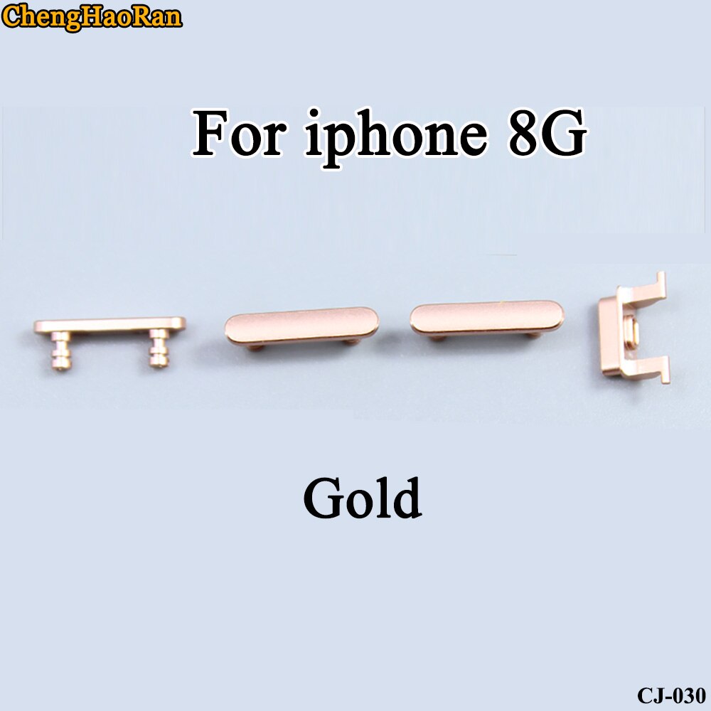 ChengHaoRan 1Set para iPhone 8G 8Plus 8P botón de encendido Volumen de silencio botones teclas botones laterales reemplazo de piezas de reparación de juego completo: iphone 8G-Gold