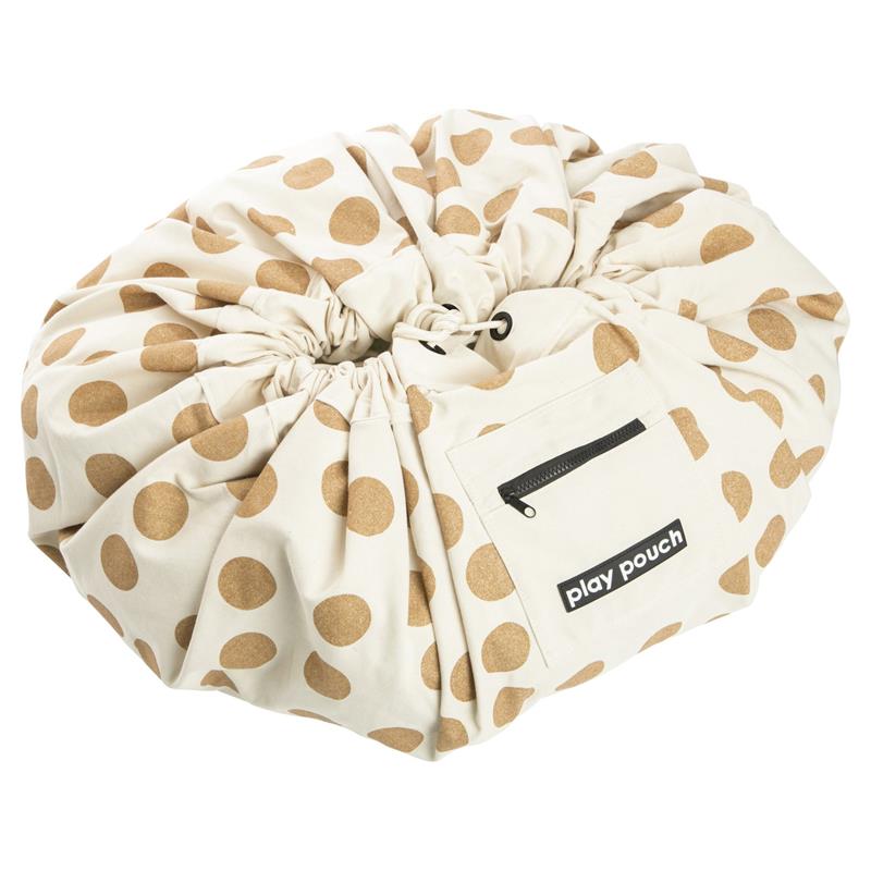 Gouden Stip Canvas Ronde Vloer Speelkleed Speelgoed Opbergtas Pouch Floor Tapijt Tapijt Nursery Tapijt