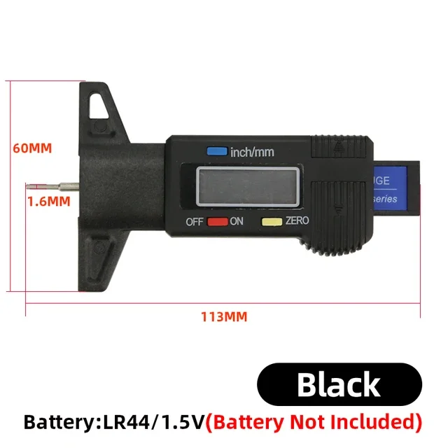 Digital Tread Depth Gauge For Car Tyre Tire Meter Thickness Gauges Automobile Tire Wear Detection Measuring Tools Depth Caliper: Blue