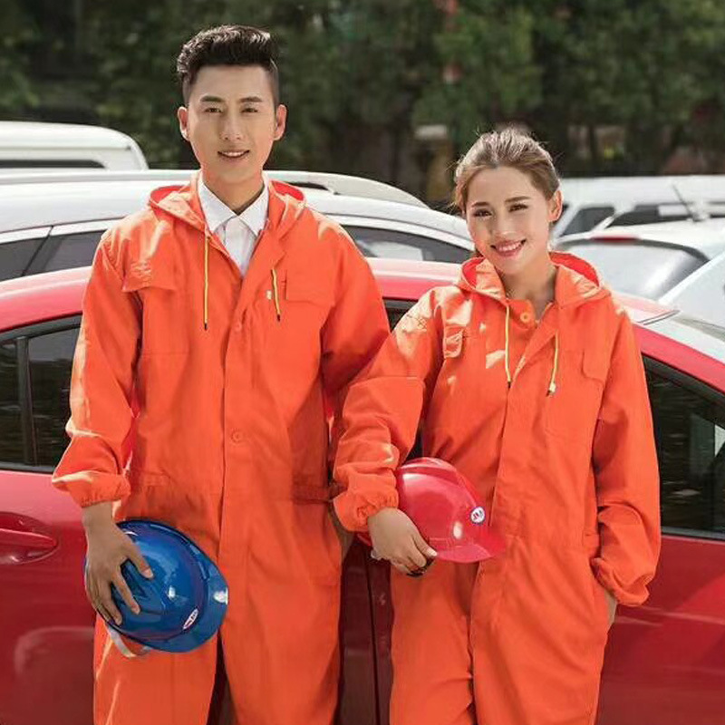 Women/Men Work Clothing One-piece Long Sleeve Coveralls Anti-fouling Dustproof Work Clothes For Repairing Painting Engineering: Orange / 4XL