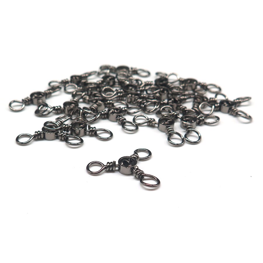 Minfishing 25 pcs Sea Fishing 3 ways Swivel Rolling Triple Swivels Fishing Hook connector fishing Accessories