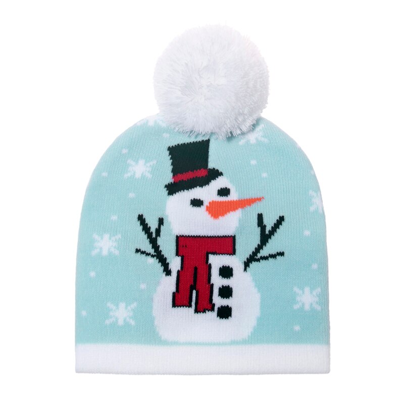 Rævmor rød santa claus snemand pompon strikket beanie caps vinter hat til børn børn drenge jul: E
