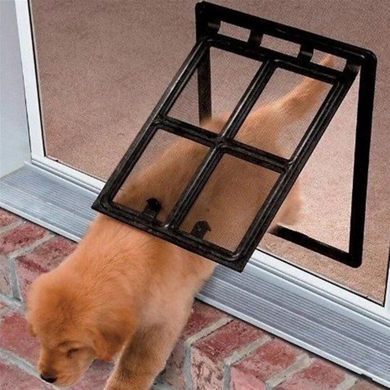 Pet Cat Door Lockable Plastic Small Large Dogs Gates 46*35CM Screen Window Security Flap Gates Pet Tunnel Dog Fence