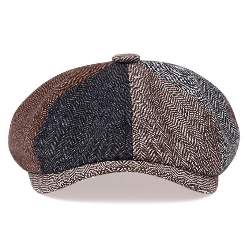 Retro Herringbone Newsboy Caps Men newsboy hat Stitching berets Cap Autumn Winter Men Vintage Painter Octagonal Hats gorras
