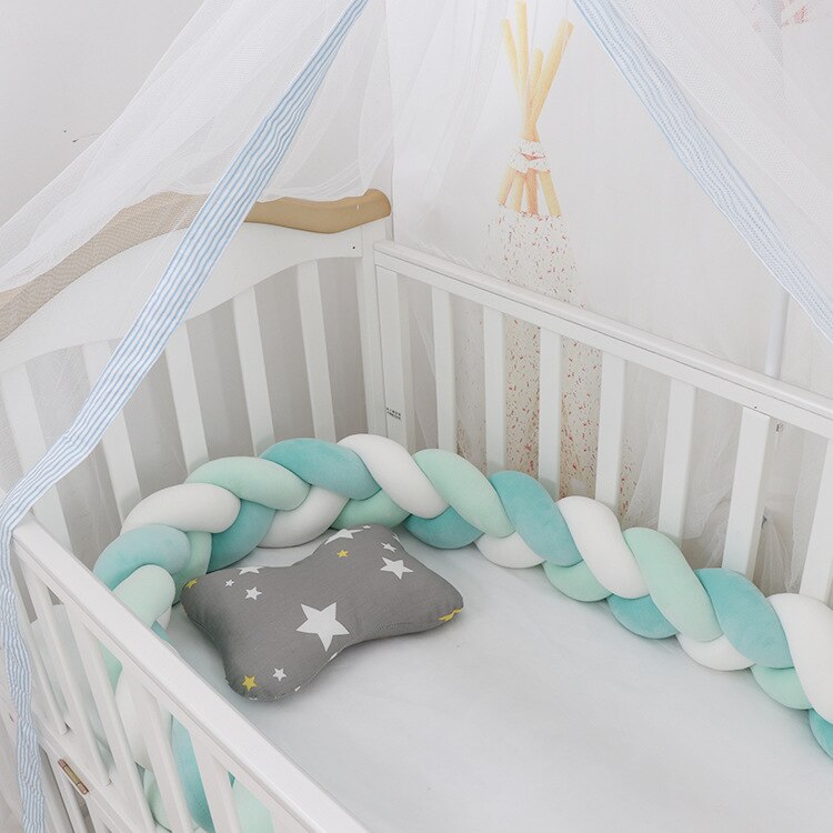 3m længde nordisk baby værelse knude fletning pude baby soveværelse indretning barneseng kofanger kit de berço værelse indretning: 4