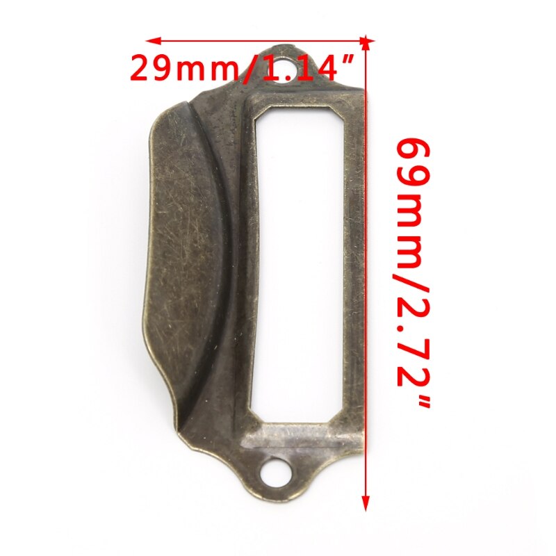 10xAntique Brass Label Pull Frame Handle File Name Card Holder Cabinet Drawer