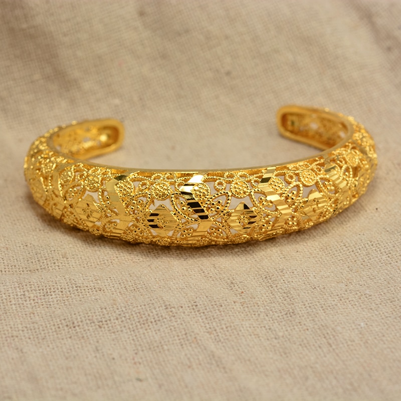 Annayoyo 24K Dubai couleur or Bracelets pour femmes Bracelets éthiopiens moyen-orient bijoux de mariage africains