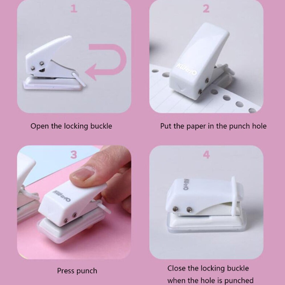 Single Hole Punching Machine Mini Punching Machine Loose-leaf Punching Machine For School Scrapbooks Paper Crafts Stationery