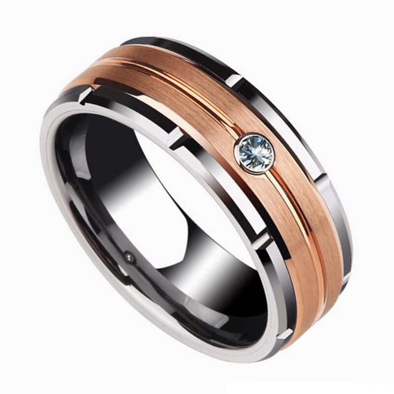 Men's Ring Charm Rose Gold Color 8mm Ring Trendy Men Jewelry For Male Valentine's Day