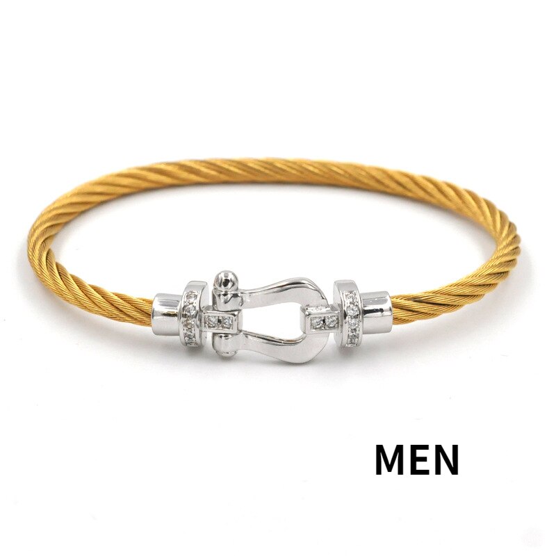 Rose Gold Plated Stainless Steel Wire Bracelets: Gold Silver Men