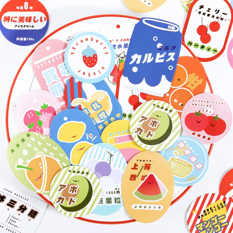 VanYi 30 Sheets/Box Drinks Stationery Sticker Paper Doll Decorative Delicious Convenience Store Diary Label Waterproof Stickers