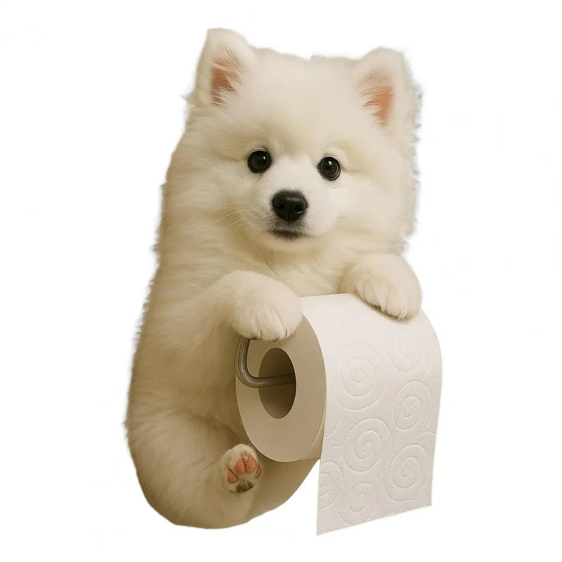 Soporte de papel higiénico para perro divertido, estatua de Animal de resina montada en la pared, organizador de rollos de pañuelos para el baño, decoración del hogar, 1 Uds.: Azul