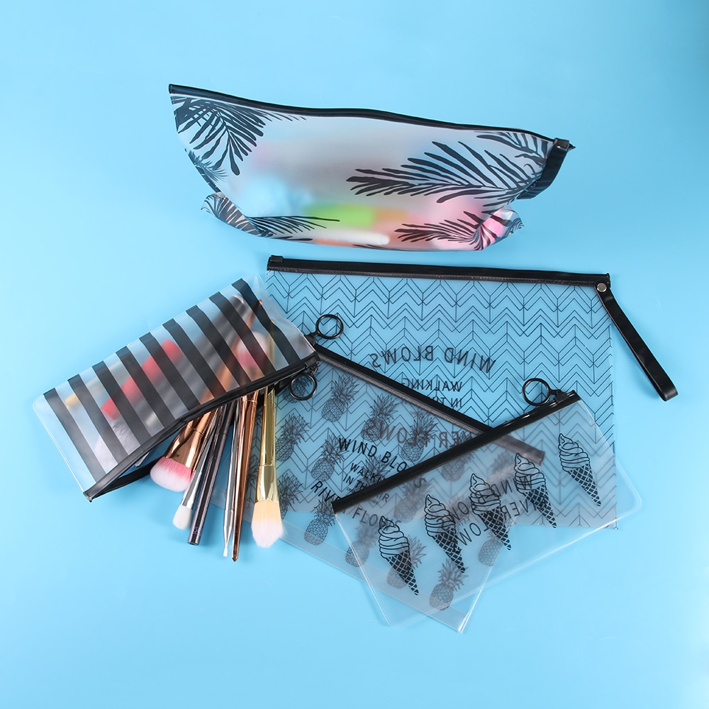 Bolsa de cosméticos, herramientas para brochas de maquillaje, estuche de bolígrafo, bolsa de maquillaje transparente, cremallera, soporte de productos de aseo, almacenamiento, Kit de herramientas de maquillaje, 3 tamaños