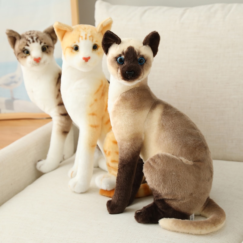 Peluche de chats siamois en peluche, simulation de chats américains courts, jouets pour animaux de compagnie, décoration de maison, d&#39;anniversaire pour enfants