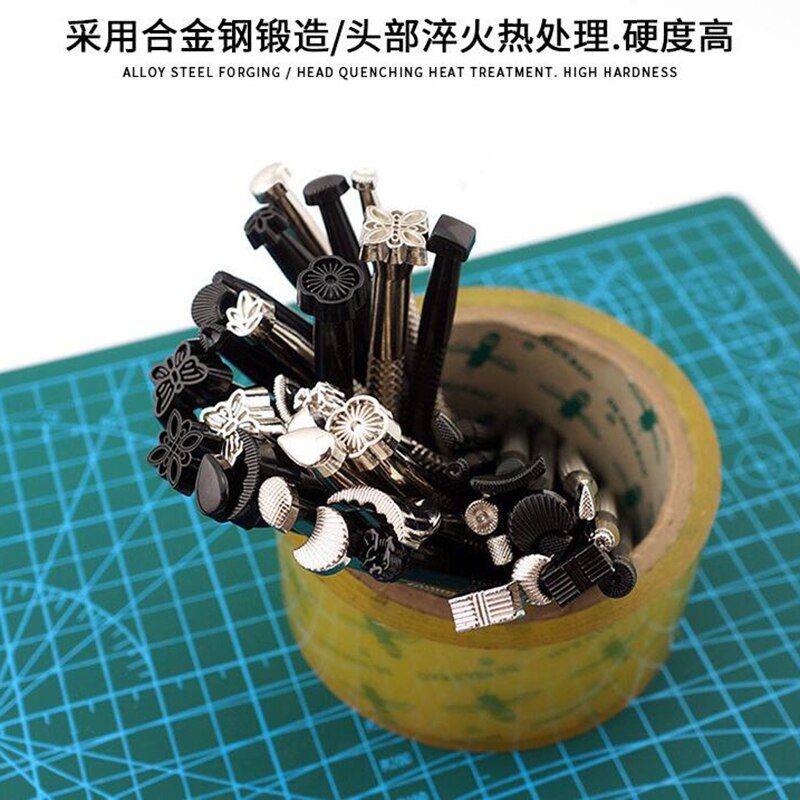 20 pz/impostato di Cuoio Intagliare Strumento di Stampa impostato Fatti A Mano Lavorazione Della Pelle FAI DA TE Arte di Produzione di Cuoio Strumento Pratico