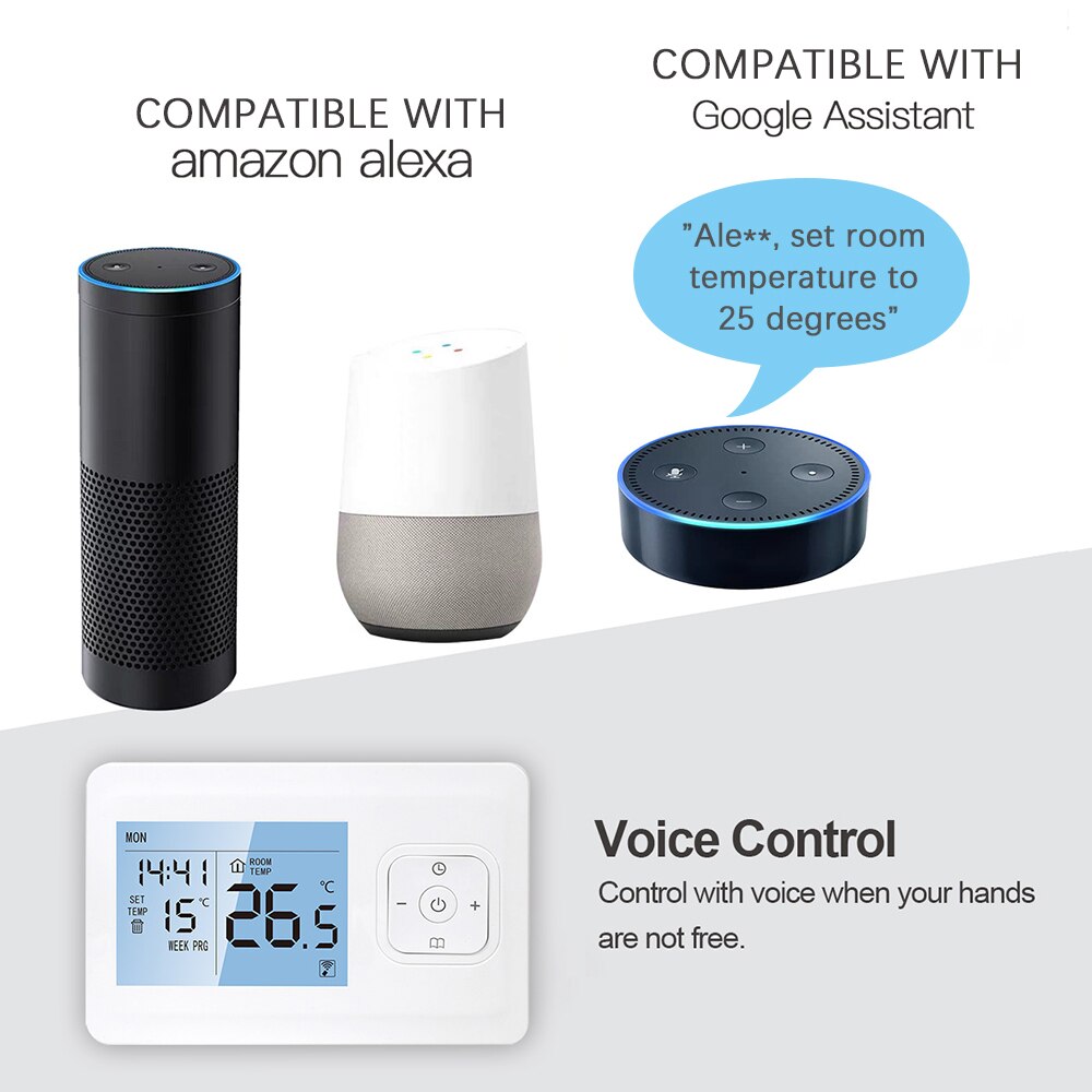 WiFi Smart Thermostat Programmable with RF Receiver APP Control Gas Boiler Heating Temperature Controller Work with Alexa Google