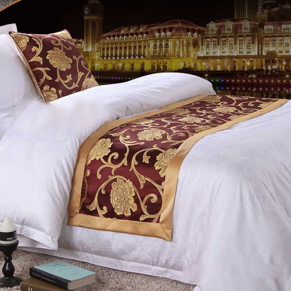 Yazi luksus dobbeltlags seng flag løber tørklæde til hjem hotel dekoration sengetøj rød: B / 50 x 210cm