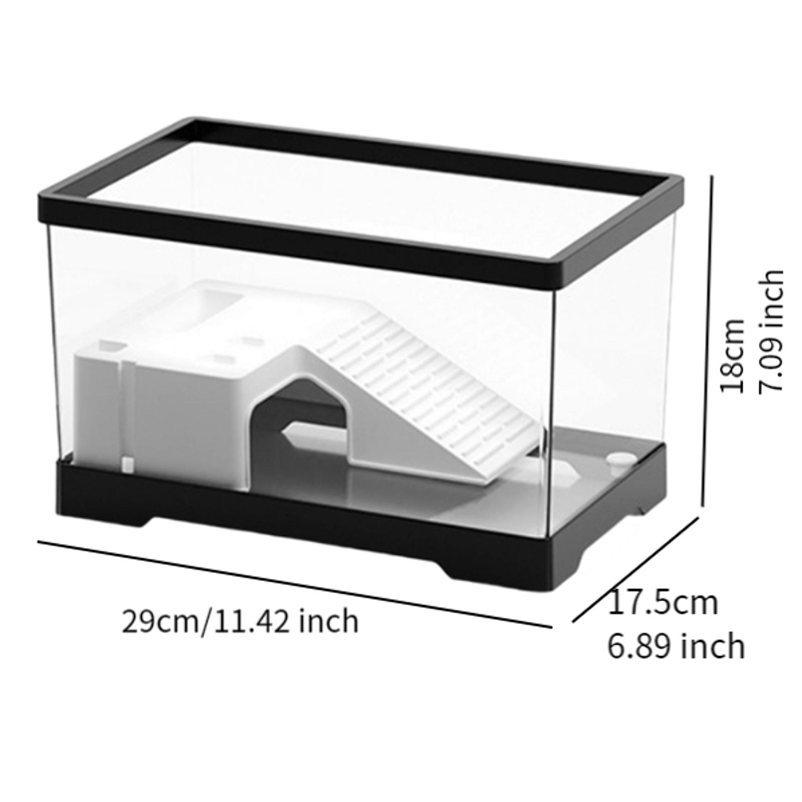 Transparency Turtle Tank With Breed Feed Area Cage Reptile Habitat Turtle Tank Bottom Drainage Enclosure Starter Indoor Decor: Dark Brown