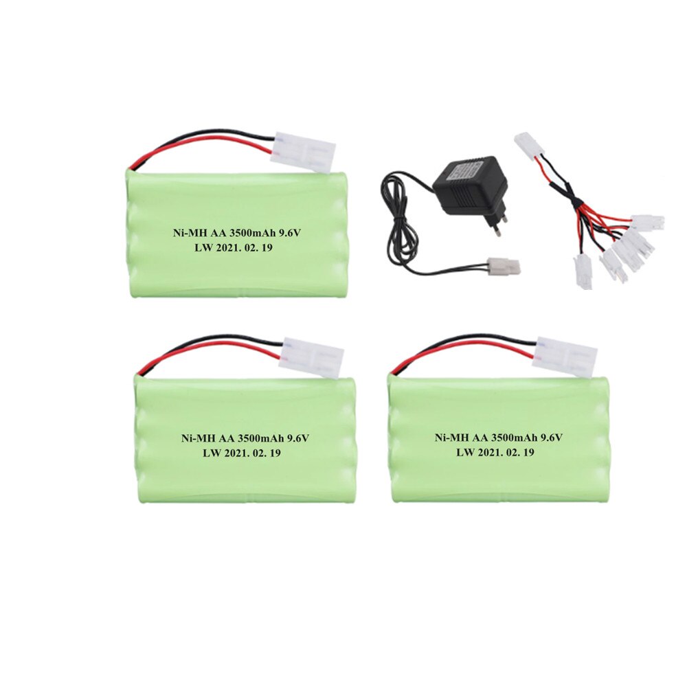 9.6V 3500Mah Ni-Mh Batterij Voor Rc Speelgoed Auto Tanks Treinen Robot Boot Gun Gereedschap 9.6V 3000Mah mimh Batterij Oplader 5in1 Kabel Set: WHITE
