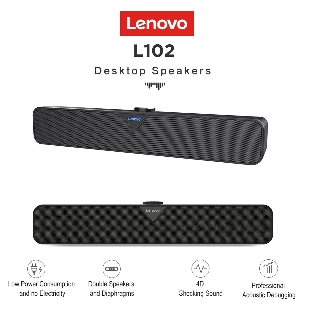 Lenovo L102 Tv Geluid Bar Bedrade En Draadloze Bluetooth Home Surround Soundbar Voor Pc Theater Tv Mini Speaker Bass Stereo speaker