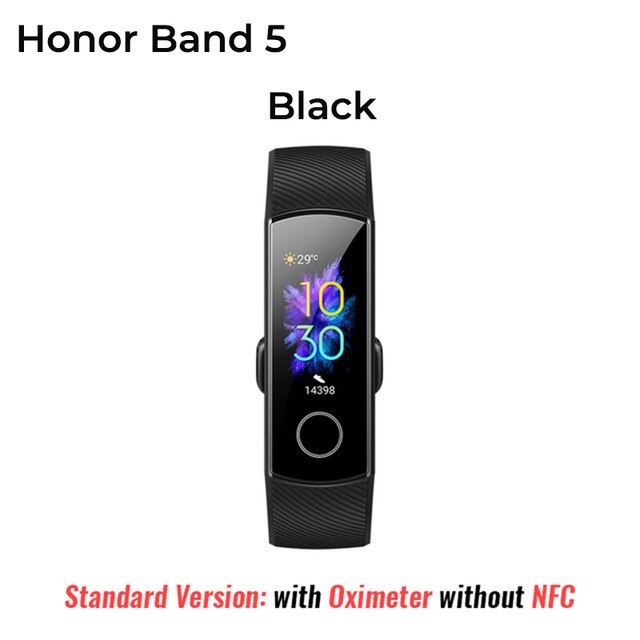 In Voorraad Originele Huawei Honor Band 5 Smart Polsband Bloed Zuurstof Kleur Touch Screen Zwemmen Monitor Hartslag tracker: Standard Black