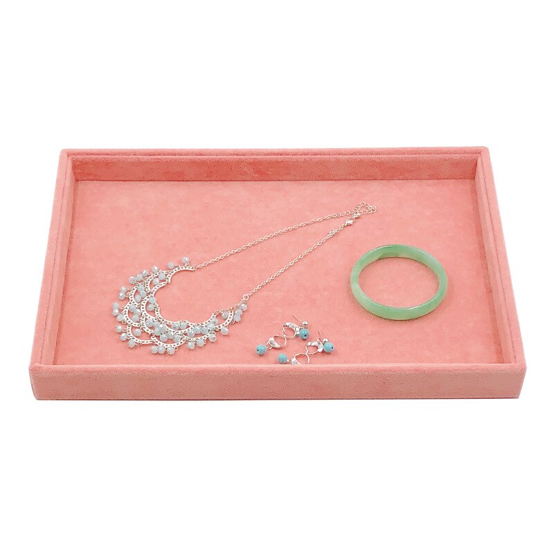 Mode Roze Fluwelen Sieraden Display Lade Ring Oorbel Lade Armband Ketting Hangers Display Organizer Sieraden Opbergvak: Empty Tray