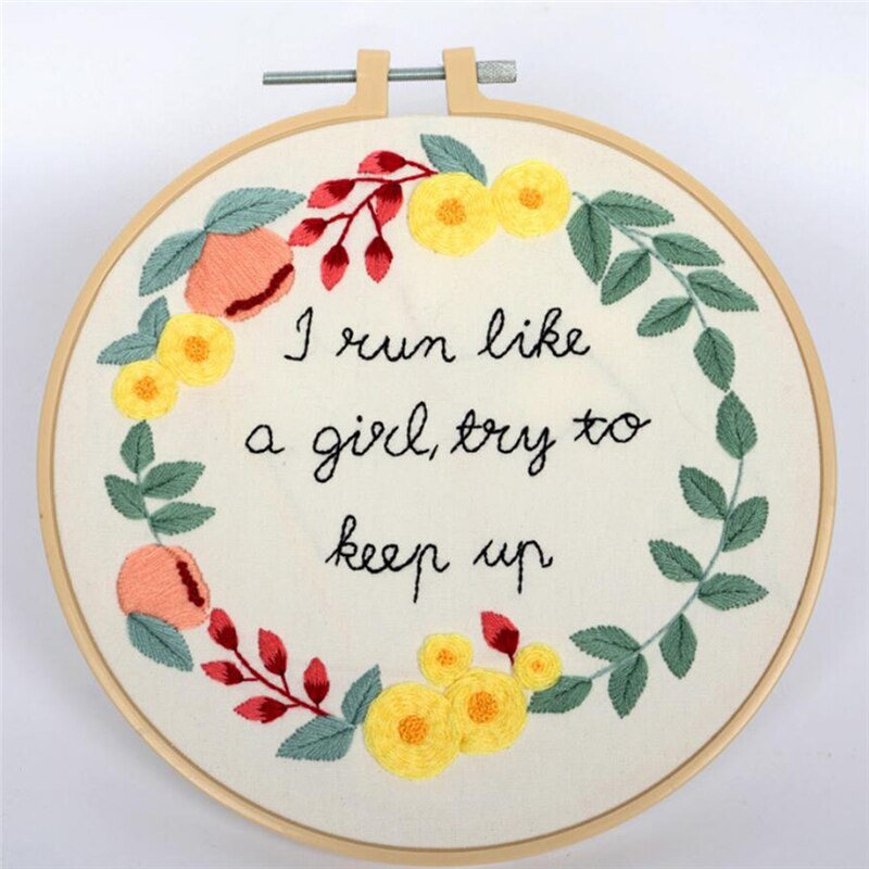 Glad krans diy broderi tyg nybörjare korsstygn uppsättning hand-sydd hantverk heminredning: Gul blomma