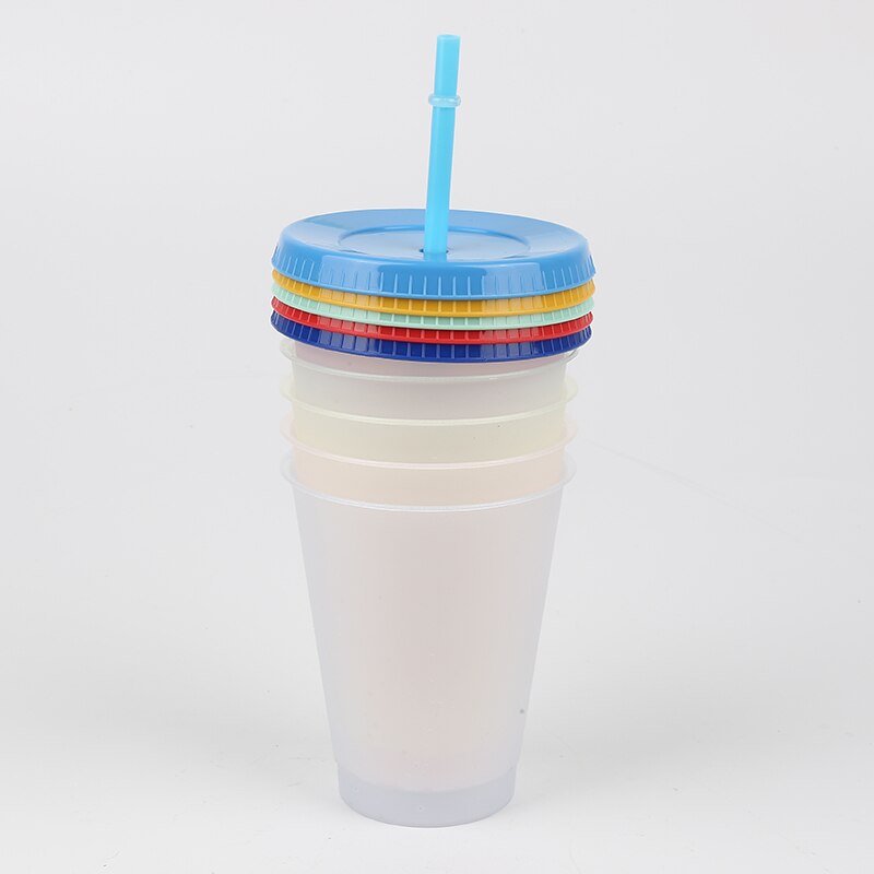 5 Color Changing Confetti Reusable Plastic Tumbler With Lid &amp;Straw Cold Cup For Cold Drinks Cup Accessories Kitchen Tools