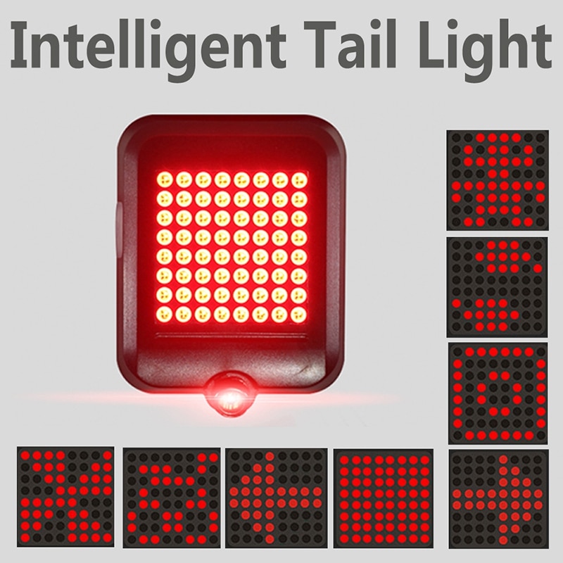 Usb Oplaadbare Fiets Achterlicht, 80 Lumen 64 Led Licht Kralen Fiets Richtingaanwijzers Met Intelligente Sensor Brake Turn Teken