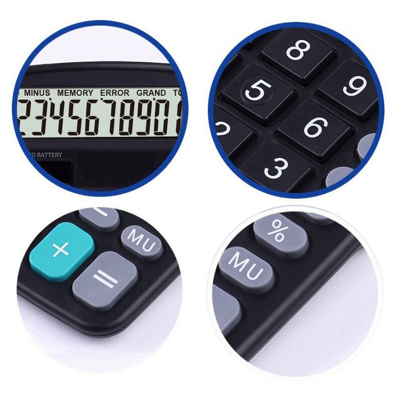 Black 12 Digit Large Screen Calculator Computer Financial Accounting KQS8