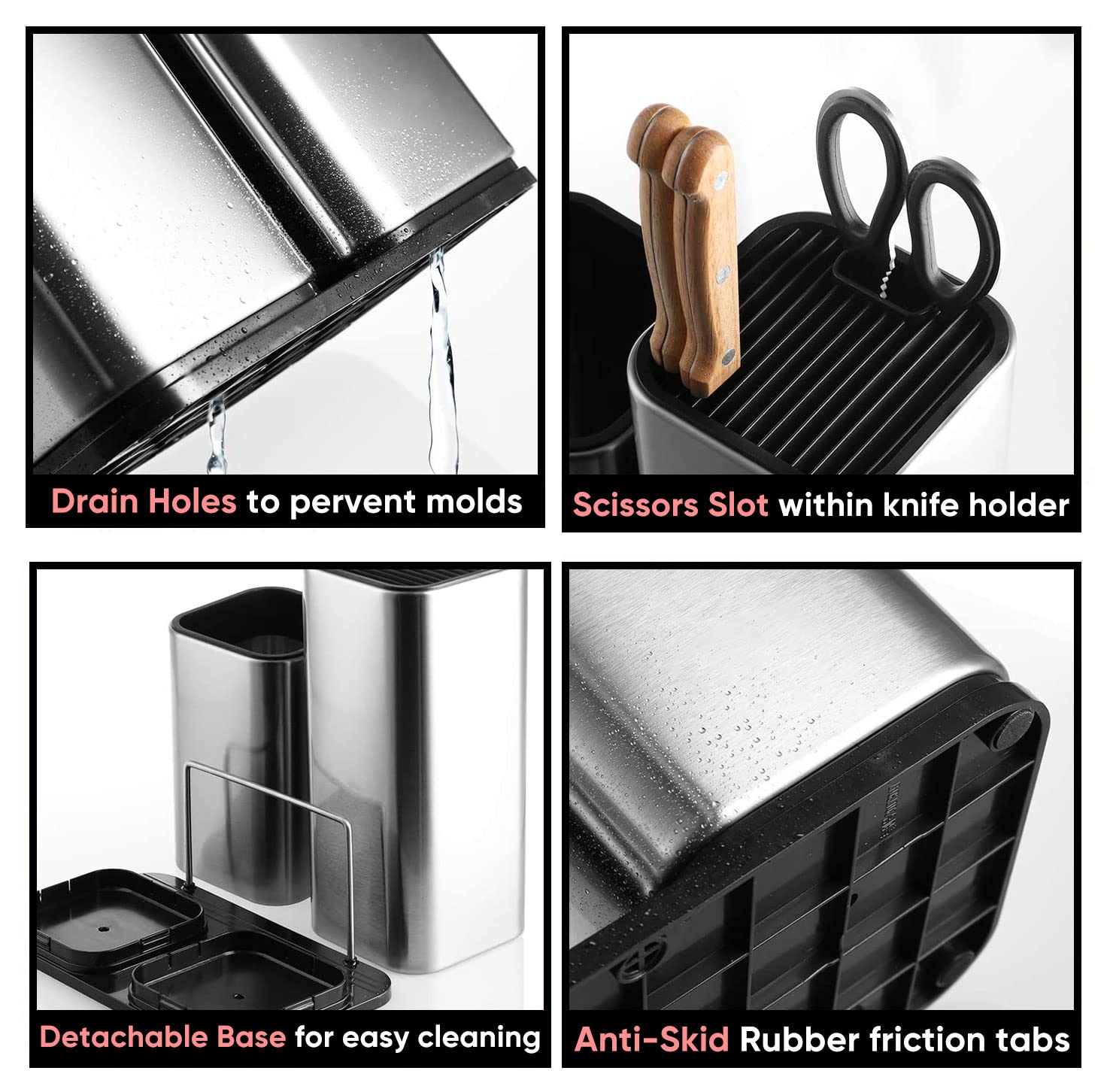 Rack Cutlery Organizer Tube Spoon Storage Box Knife Stand Block for Kitchen Cooking Tools Storage Chopstick Cage Tableware Drain