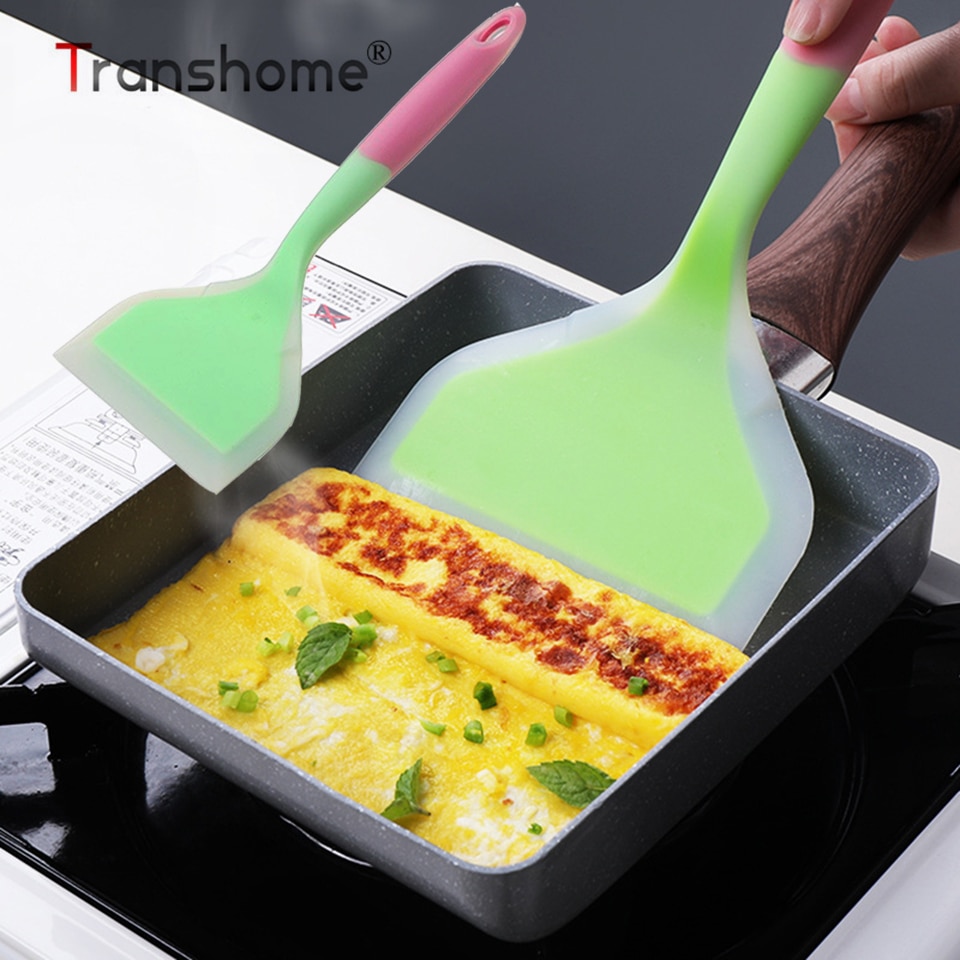 Transhome-ustensiles de cuisine en Silicone, spatule de cuisine, grattoir de cuisine, viande, œufs, pelle à Pizza large, outil de cuisine antiadhésif