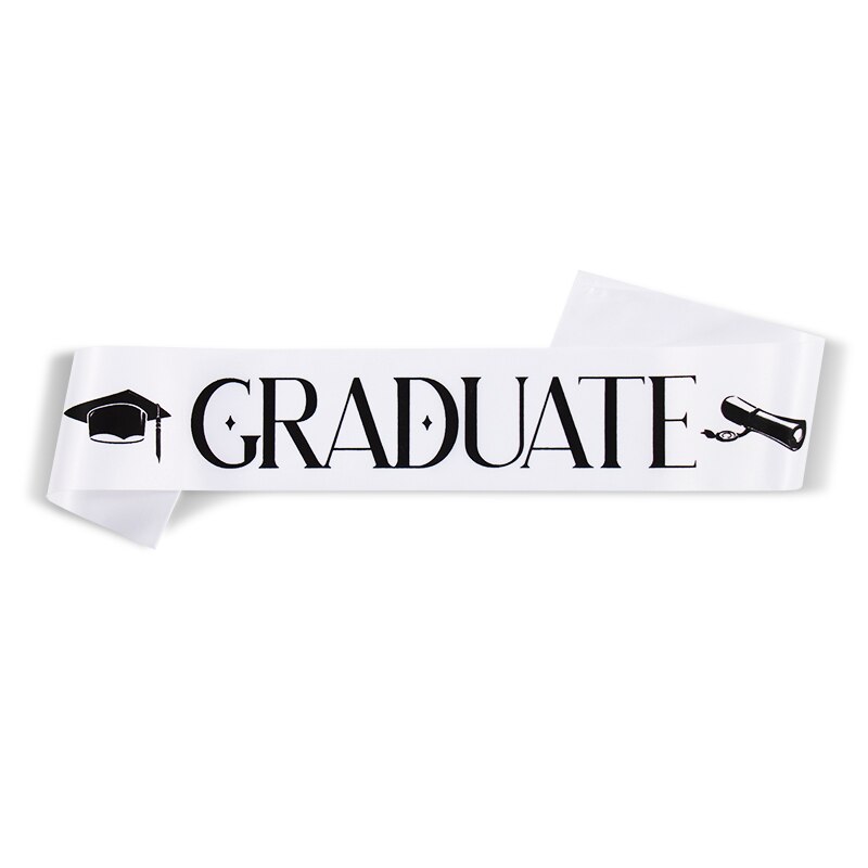 】I Graduated Sash Graduate Sash Graduation Party Decoration Photo Booth Props: White (B)