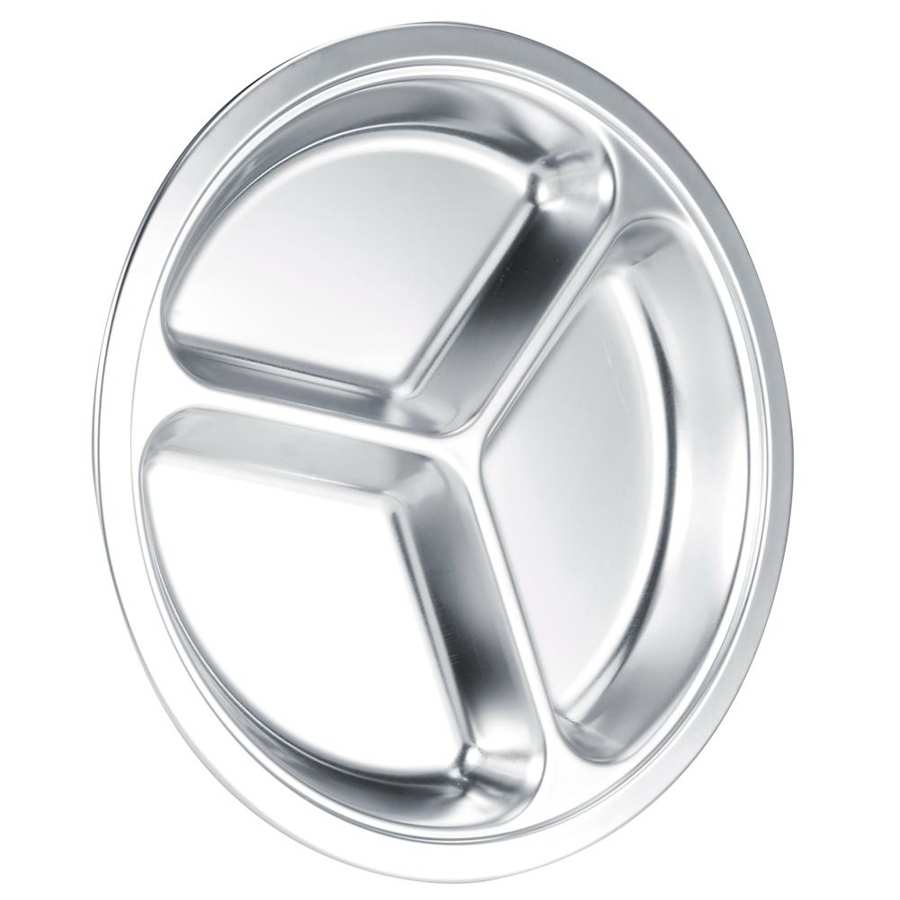 Stainless Steel Service Plate Food‑grade Partition Deepened Thicken Durable Tableware for Home