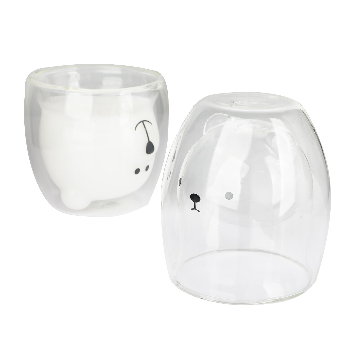 Tasse en verre Double transparente, motif ours mignon, pour café, boisson au lait, pour Couple