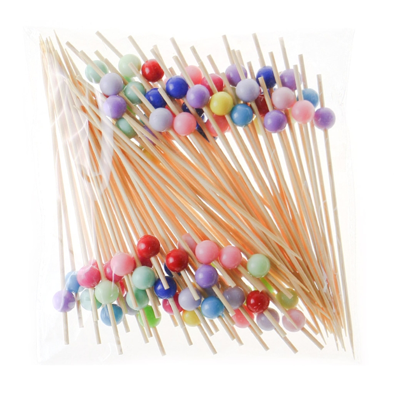 100 Stuks Wegwerp Bamboe Vork Buffet Fruit Desserts Pick Spies Voedsel Cocktail Sandwich Stok QX2E: 04