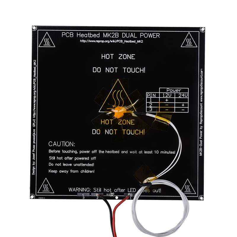 MK2B Heatbed 214 * 214*2mm with led and Resistor and cable Plate Mendel MK2A PCB Heatbed For 3D Printer