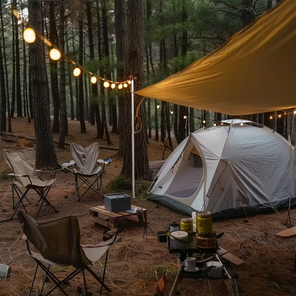 197CM Folding Tarp Pole Awning Rod Foldable Tent Pole Support Stand Pole Outdoor Camping Sun Shelter Sticks Tent Accessories