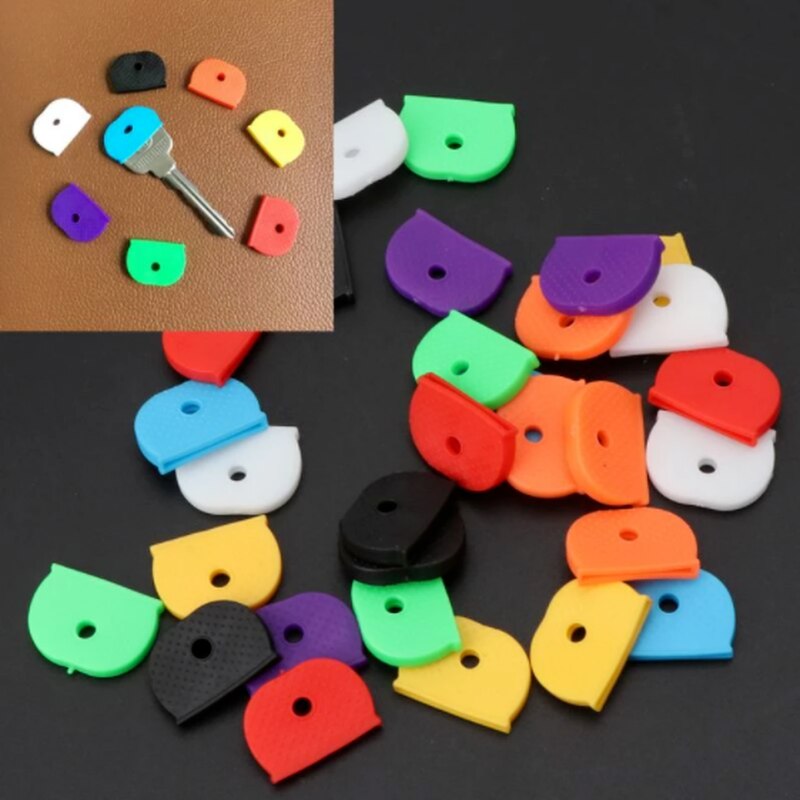 10 pz etichetta coperchio chiave ID etichetta codice silicone colore identificatore chiave coperchio 8 colori silicone aggiornato molto morbido sano bello: 10pezzi 2