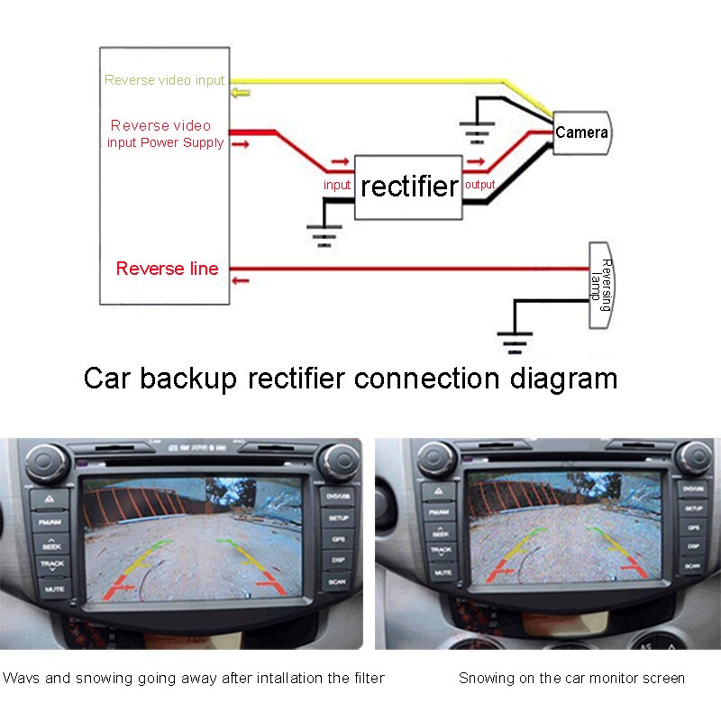 12v bil backup kamera relæ regulator løse bagfra kamera krusning splash skærm interferens relæ filter  b99