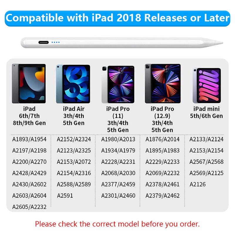 Voor Appelpotlood Afwijzing Power Display Ipad Potlood Pen Voor Ipad 2022 Pro Air Mini Specifieke Stylus
