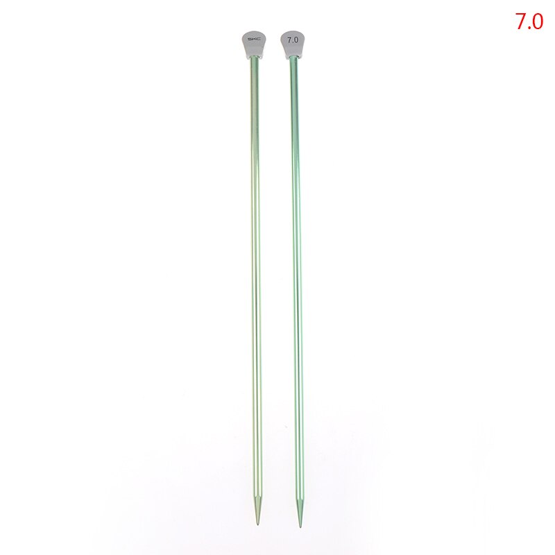 2 stuks/set enkelpuntige breinaalden spelden rechte aluminium diy weefgereedschap lange trui sjaal naald: K