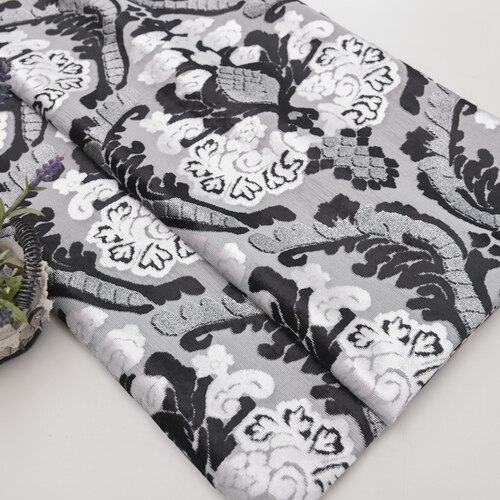 Brede 57 cm dikke europese stoffen bank jacquard gesneden pool fluwelen stof voor kussen kussen gordijn doe-het-zelf materiaal: Grijs