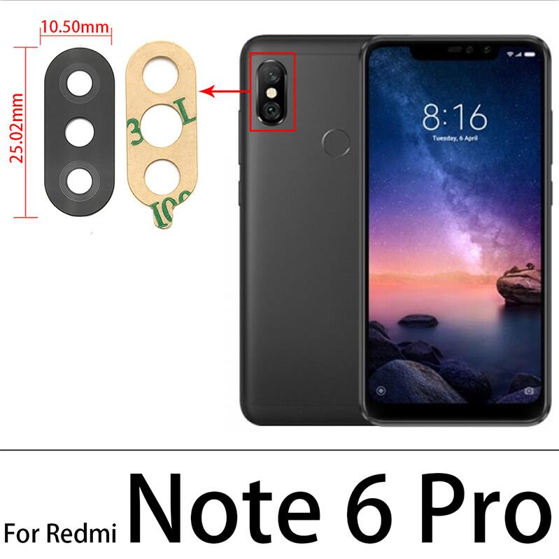 10Pcs/lot Redmi Note 10 Rear Back Camera Glass Len With Glue Sticker For Xiaomi Redmi Note 5 6 7 8 8T 9S 9 10 Pro Max Glass Lens: Note 6 Pro