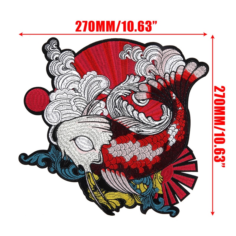 27*27cm Koi Fish Embroidered Patch Japanese Koi Fish Clothes Applique Patch DIY Sewing Craft Supplies Clothes Decoration Supplie