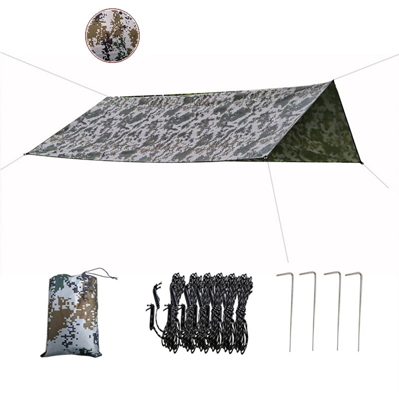 Multifunktionelt telt presenning vandtæt kraftig skygge sejl solsejlads udendørs 118 x 118 inches til rejsecamping  zj55: Digital camouflage