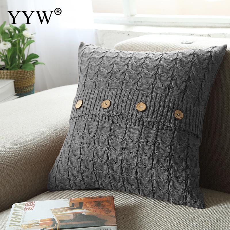 Almohada para sofá cama de tela de algodón de estilo nórdico, cojín, cojines tejidos para el hogar, silla, sofá, cojines decorativos de 45x45cm: gray