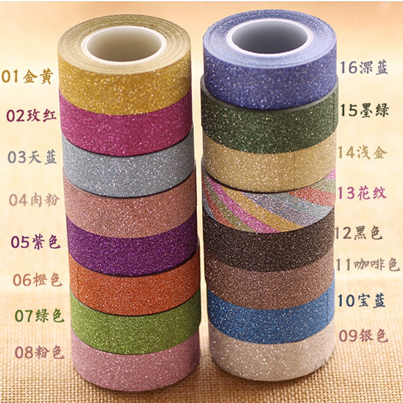 Självhäftande silverguld glitter washi tejp scrapbooking julfest kawaii söta dekorativa papper hantverk