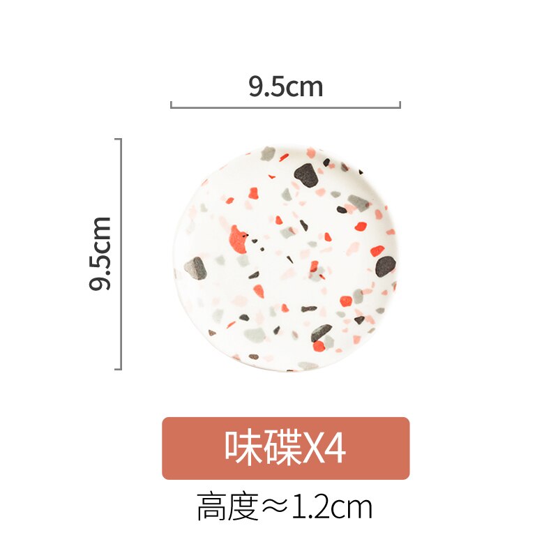 Vaisselle en céramique Terrazzo de 10 pouces, plateau de rangement, tasse à café, plateau à manger pour la maison, salon de thé, accessoires de décoration: 4pcs-Saucer